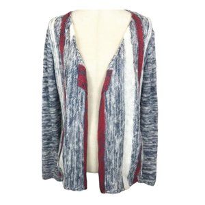 J Jill Women's Long Sleeve Knit Open Front Cardigan Sweater Striped Size XL